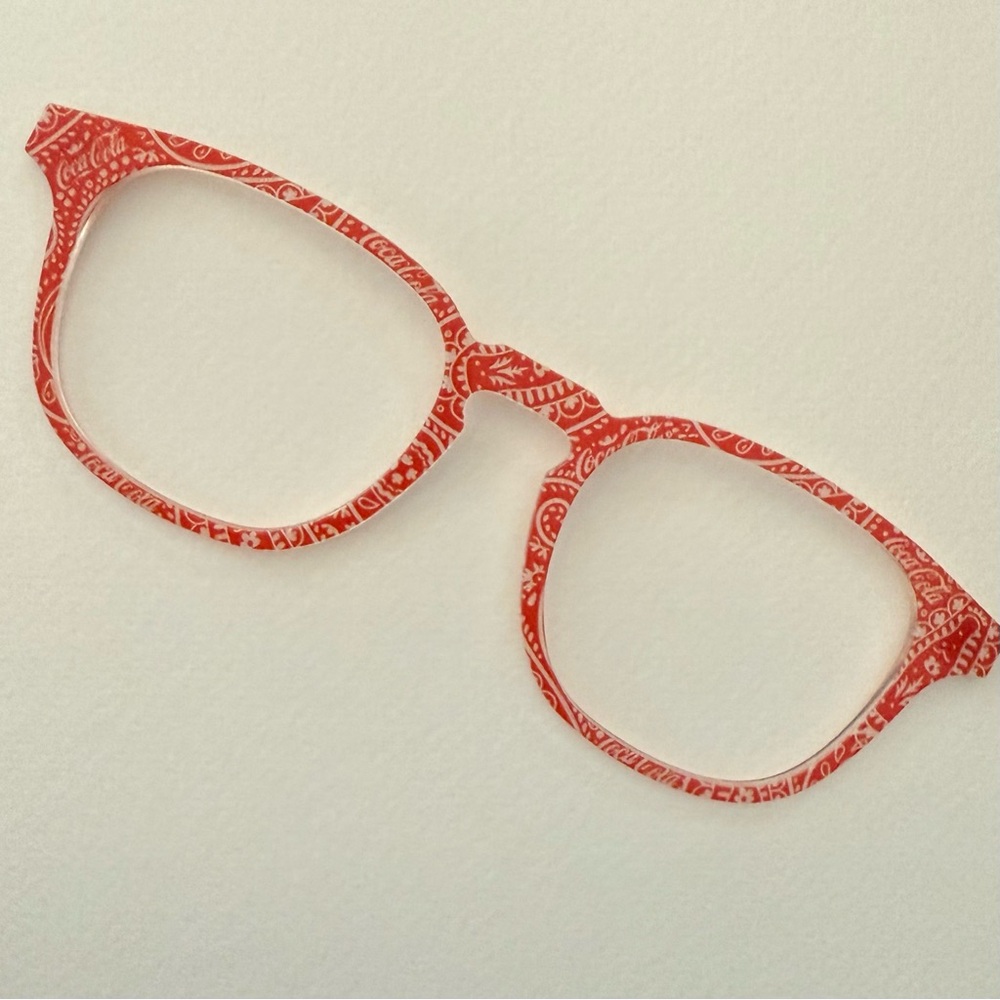 Stylish Red Patterned Glasses Toppers for Pair Eyewear, Otis style.